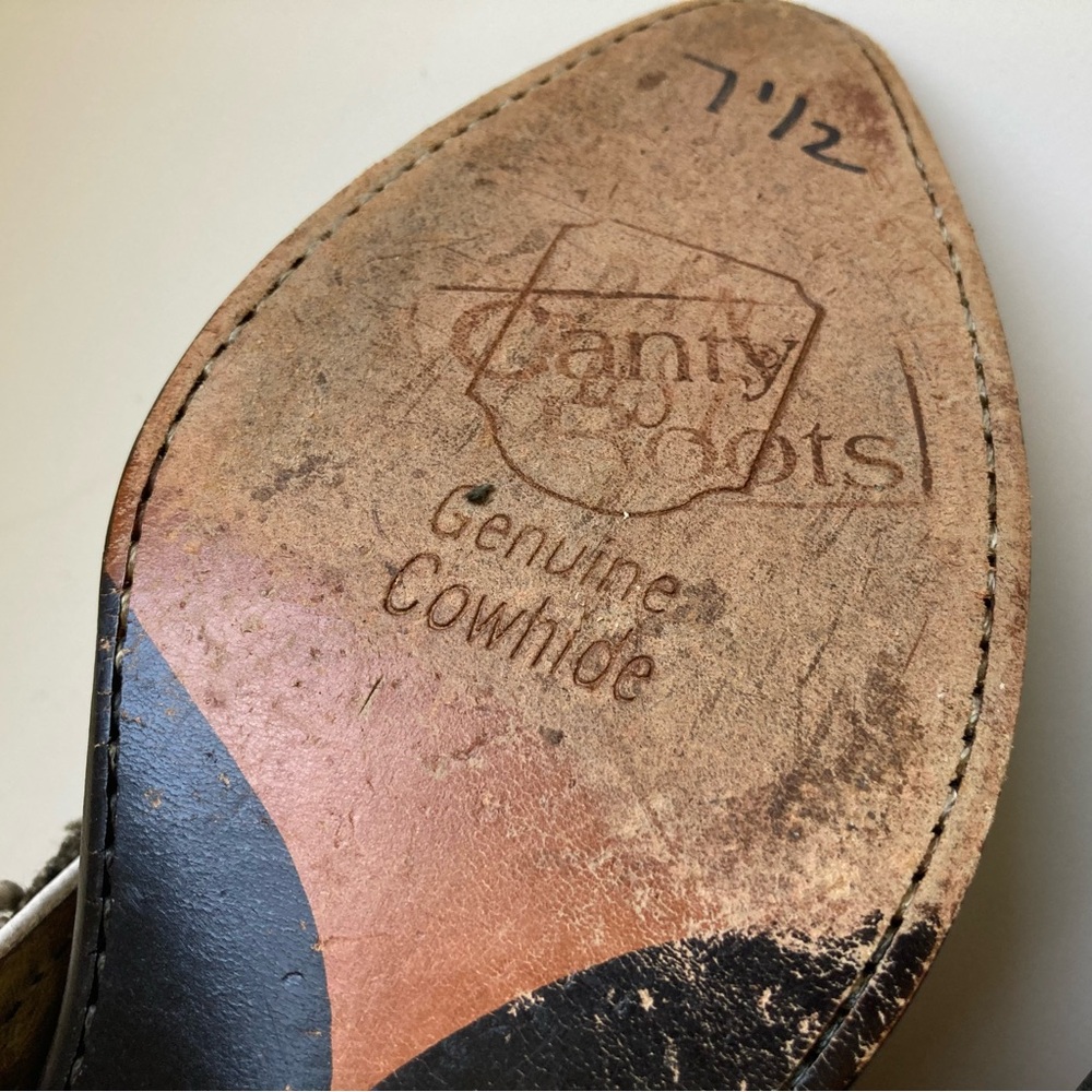 Canty Dan Post Black Leather & Textile Boho Short Ankle Western Cowboy Boots 7.5 - Picture 16 of 16
